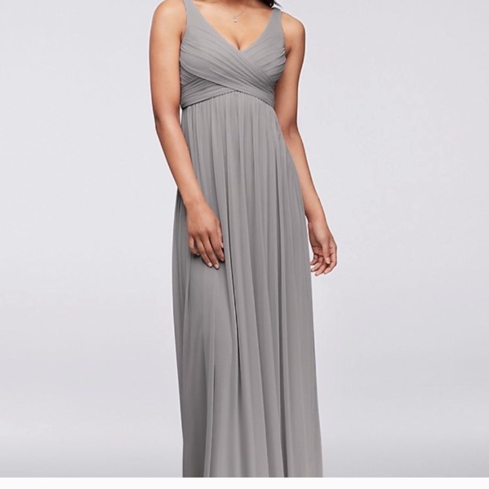 Davids bridal dress long mesh dress cowl Mercury 0